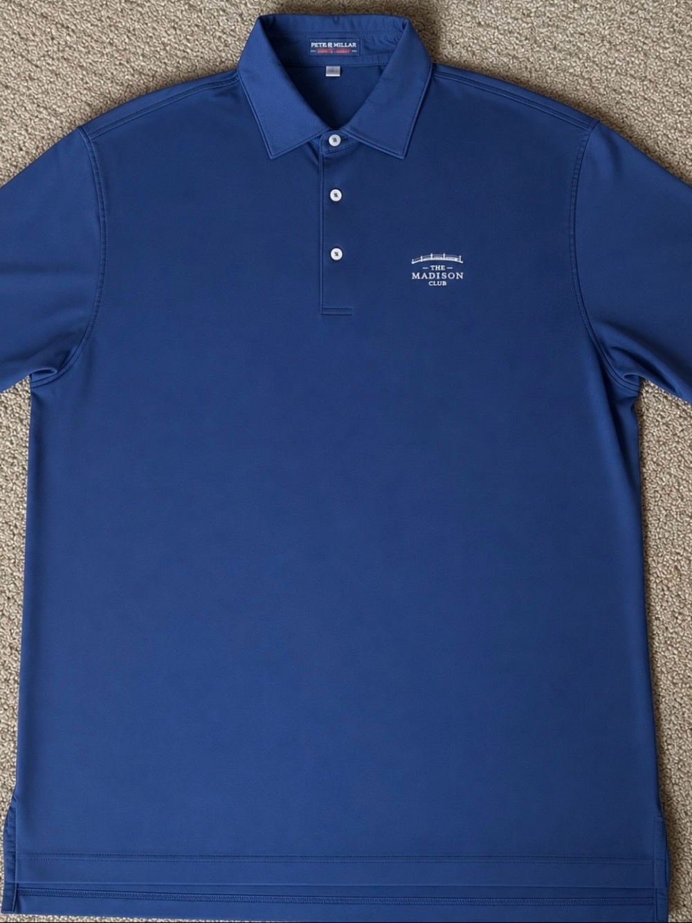 Peter Millar Golf Polo Shirt Blue Summer Comfort The Madison Club Mens size L